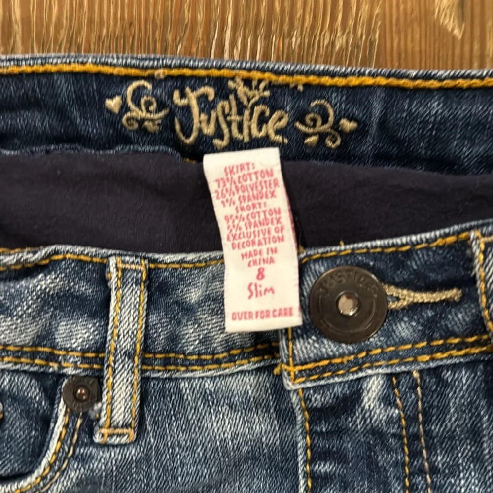 Justice blue Denim Skort Skirt Girls Size 8 slim